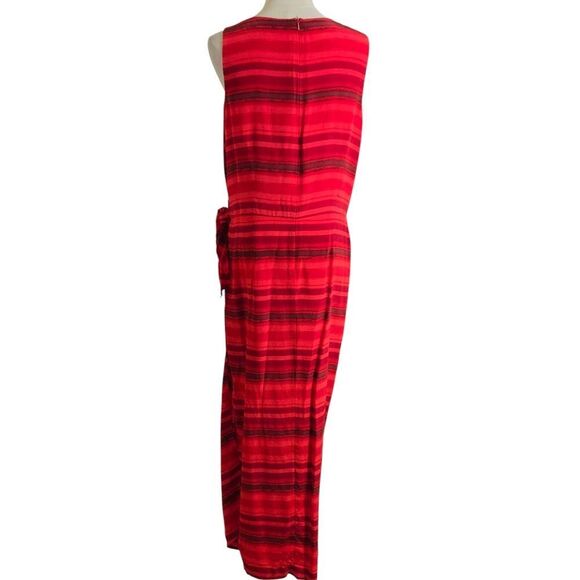 Spenser Jeremy Silk Red Striped Wrap Sarong Dress Plus Size - Picture 4 of 8